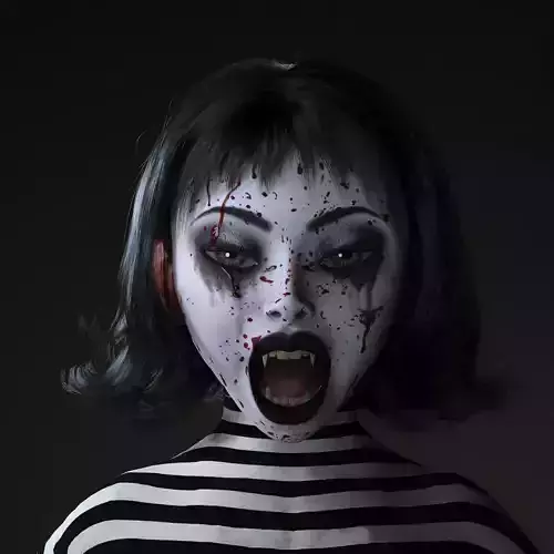 Mara  The Painted Vampire  Horror Female Character Fully Rigged  Low-poly 3D model