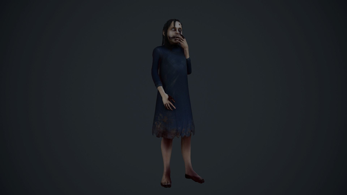 creepy girl horror GOred Version Low-poly 3D model