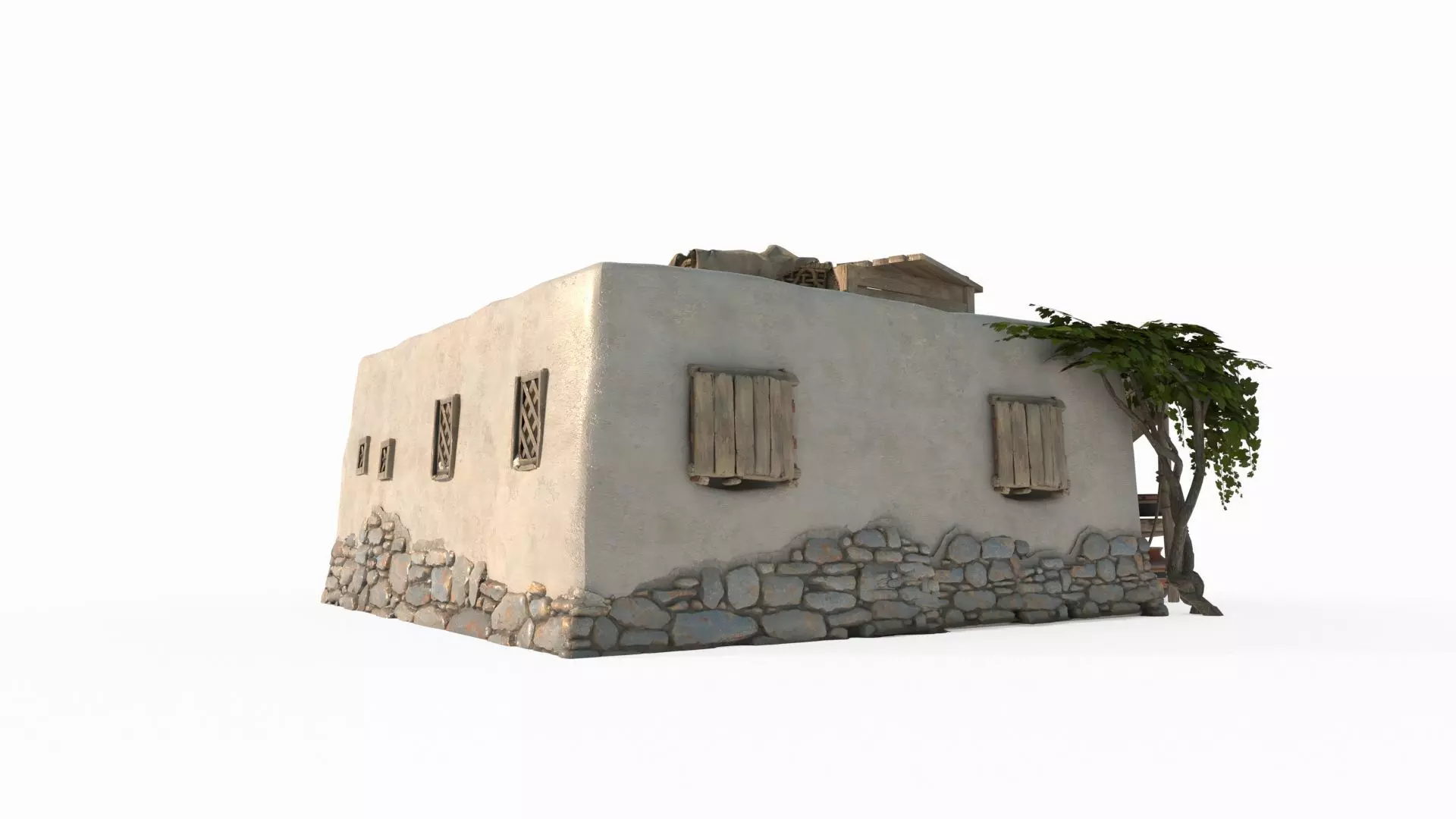 Medieval architecture bungalow 3D model_6