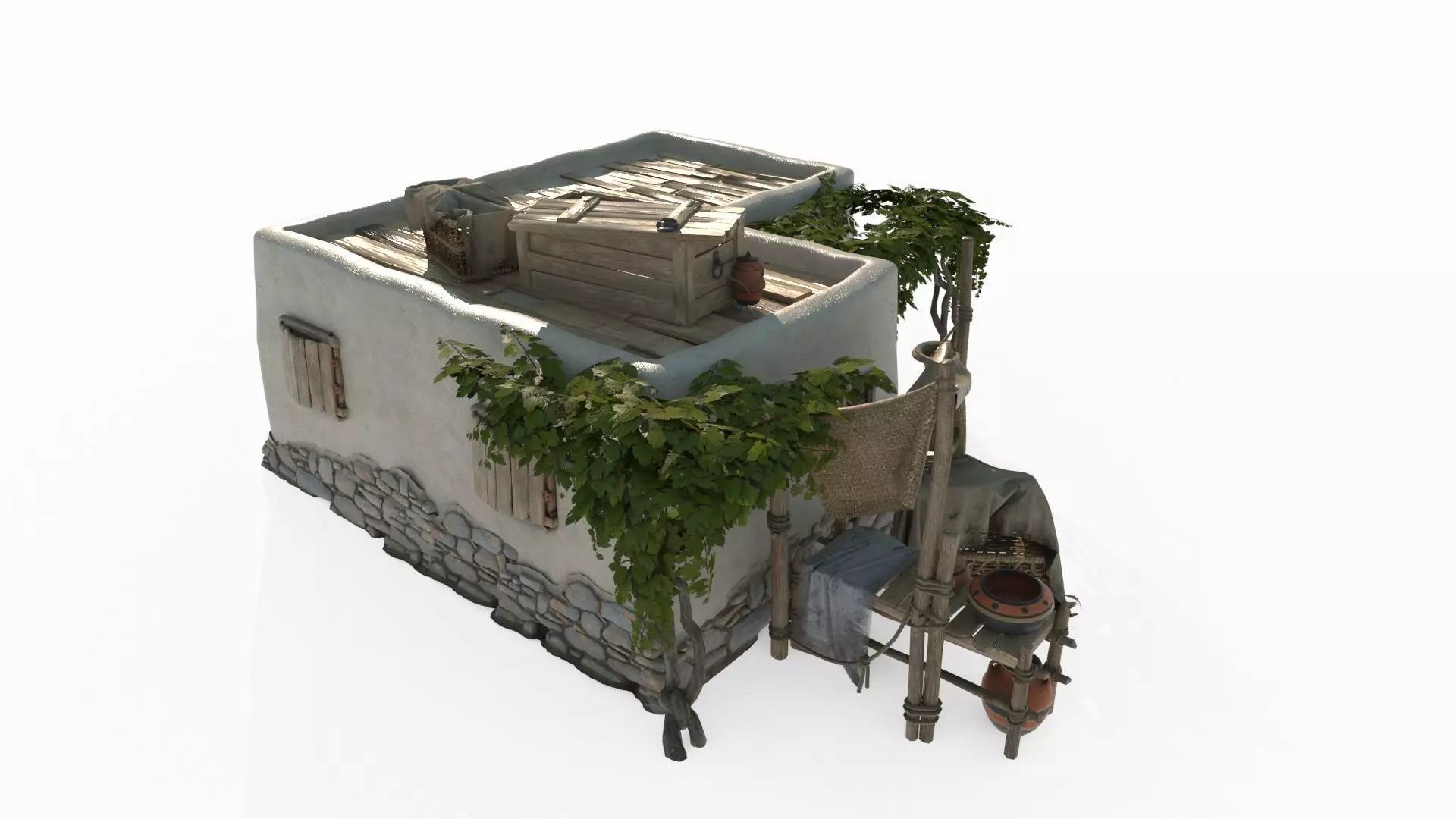 Medieval architecture bungalow 3D model_8