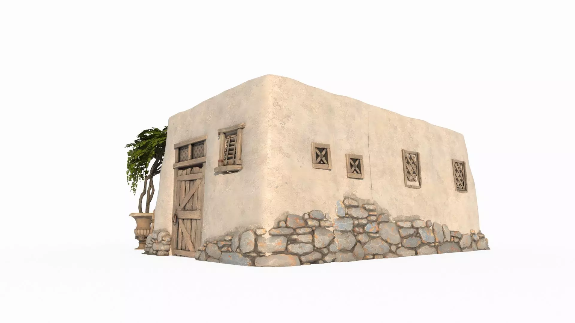 Medieval architecture bungalow 3D model_4