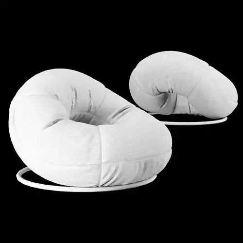 Modern lounge torus velvet chair 3D model 2