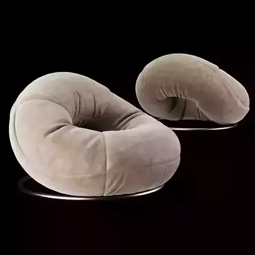 Modern lounge torus velvet chair 3D model