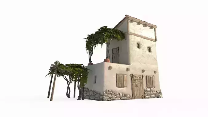 Medieval architecture with yellow walls and red tiles