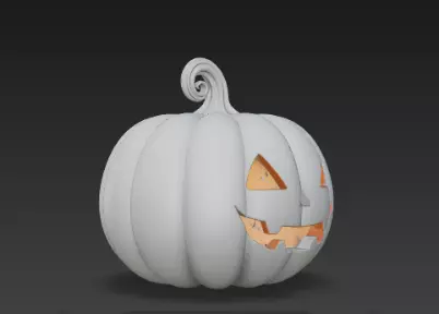 Gray Jack O Lantern Pumpkin 3D Model Halloween Sculpture 3D print model_3