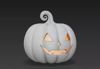 Gray Jack O Lantern Pumpkin 3D Model Halloween Sculpture 3D print model_2