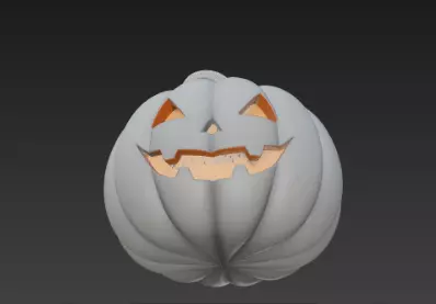 Gray Jack O Lantern Pumpkin 3D Model Halloween Sculpture 3D print model_14