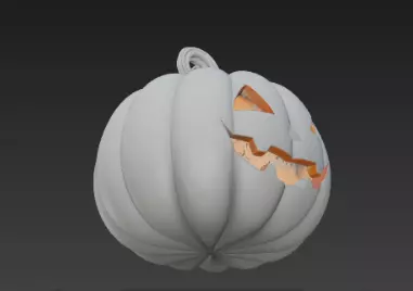 Gray Jack O Lantern Pumpkin 3D Model Halloween Sculpture 3D print model_16