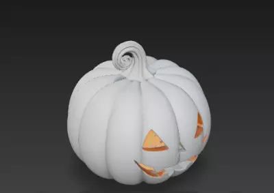 Gray Jack O Lantern Pumpkin 3D Model Halloween Sculpture 3D print model_12