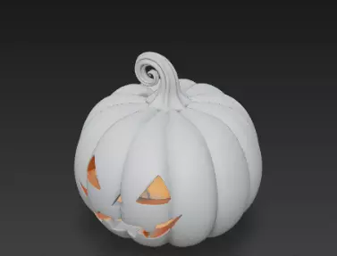 Gray Jack O Lantern Pumpkin 3D Model Halloween Sculpture 3D print model_10