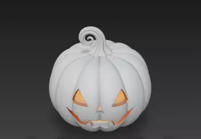 Gray Jack O Lantern Pumpkin 3D Model Halloween Sculpture 3D print model_11