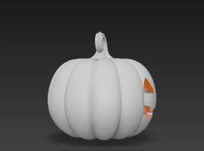 Gray Jack O Lantern Pumpkin 3D Model Halloween Sculpture 3D print model_4