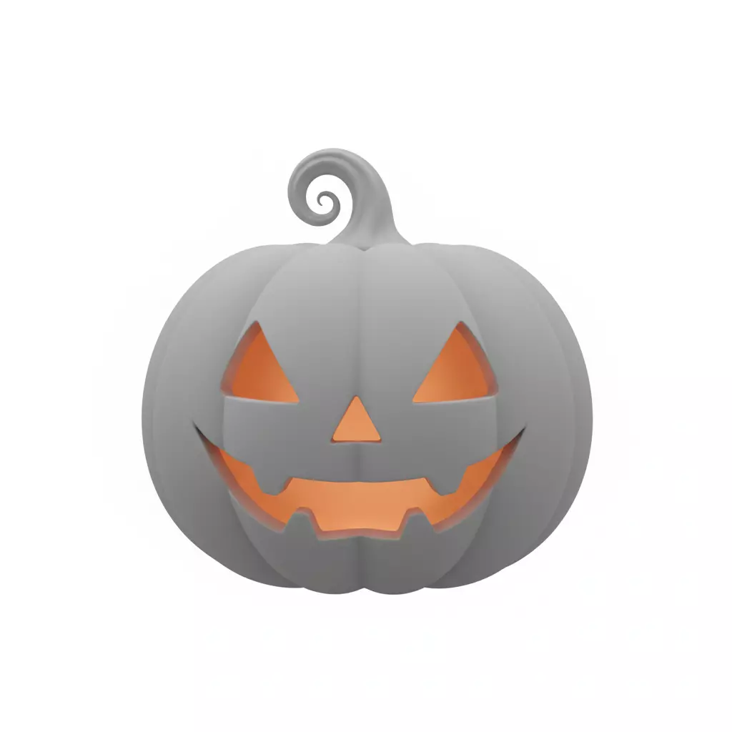 Gray Jack O Lantern Pumpkin 3D Model Halloween Sculpture 3D print model_0