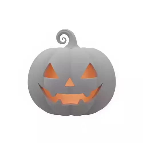 Gray Jack O Lantern Pumpkin 3D Model Halloween Sculpture
