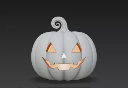 Gray Jack O Lantern Pumpkin 3D Model Halloween Sculpture 3D print model_1
