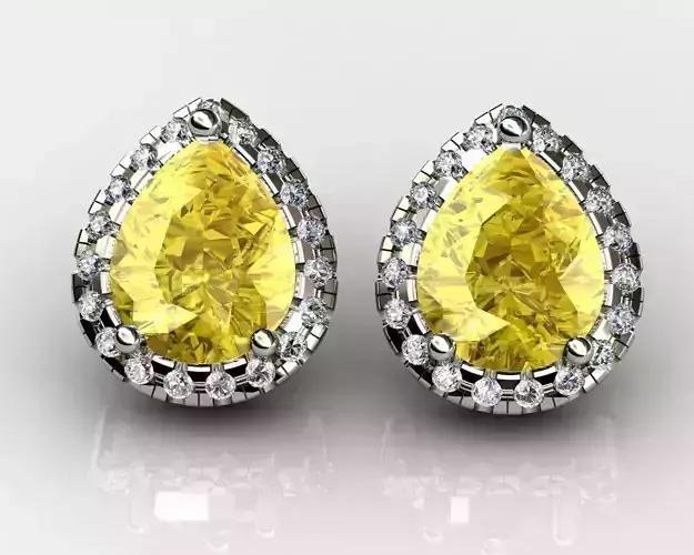 Fancy Yellow Pear Cut Diamond Earrings