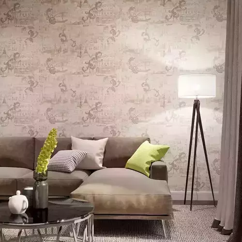 Vintage City Toile Wallpaper Texture