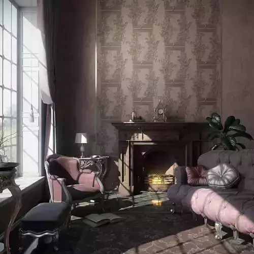 Neoclassical Acanthus Panel Wallpaper Texture 