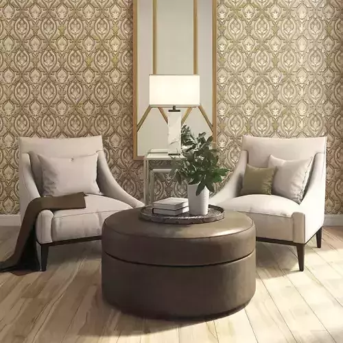 Gold Medallion Damask Wallpaper Texture