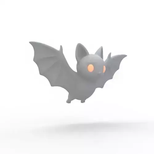 Realistic 3D Model of Gray Bat Happy Halloween