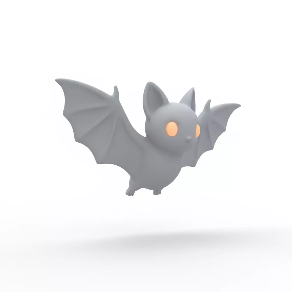 Realistic 3D Model of Gray Bat Happy Halloween 3D print model_0