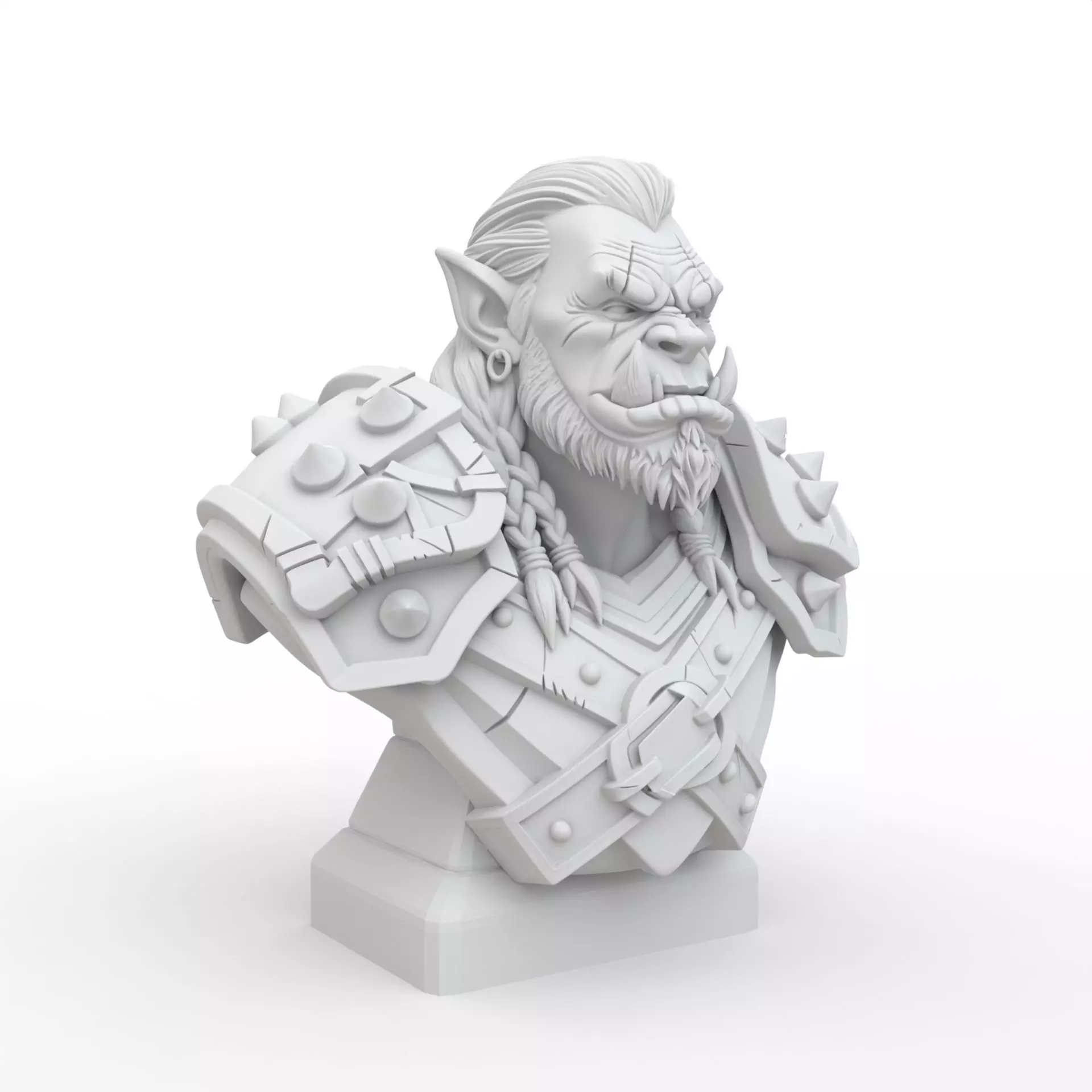Orc Warrior Warcraft Bust STL 3D print model_7
