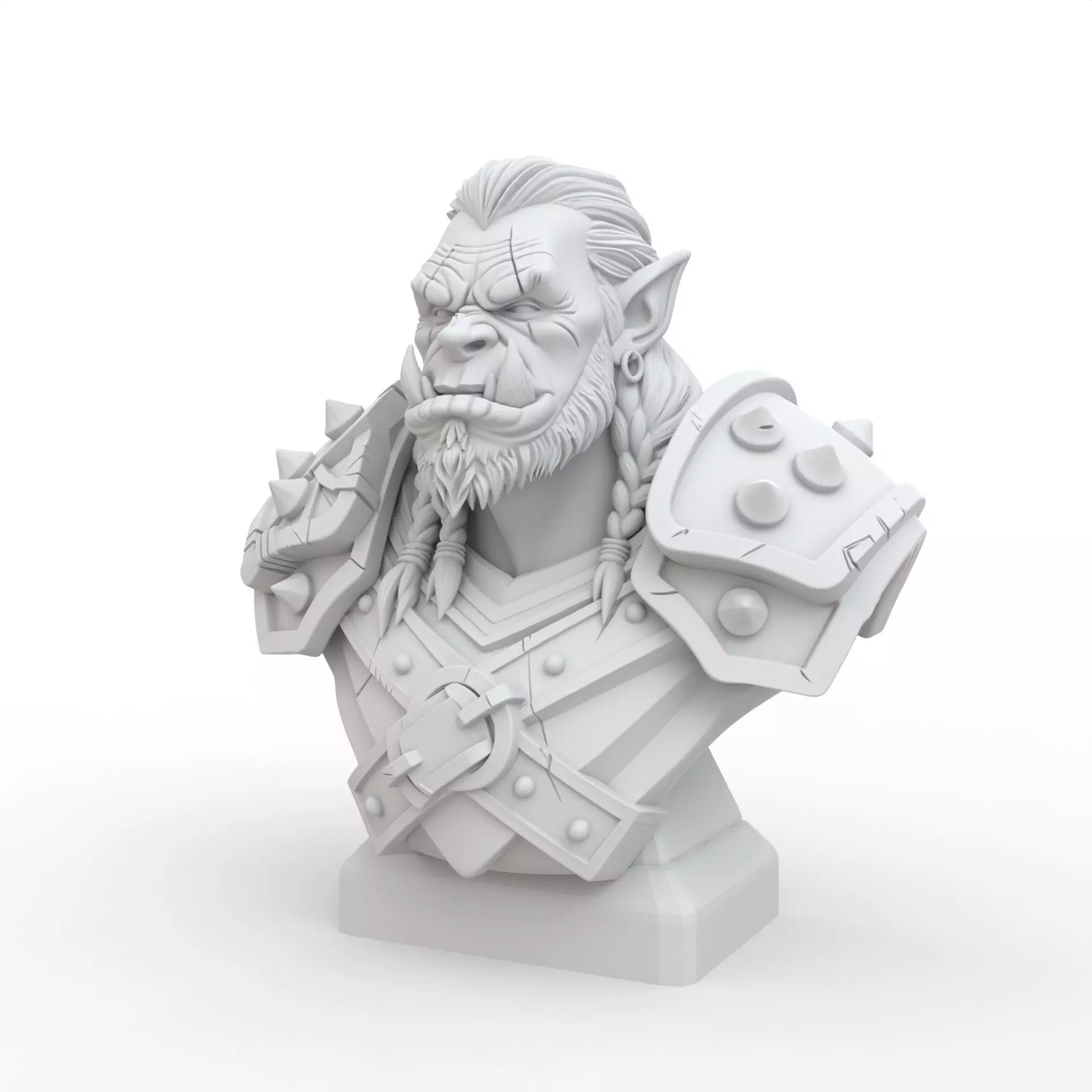 Orc Warrior Warcraft Bust STL 3D print model_3