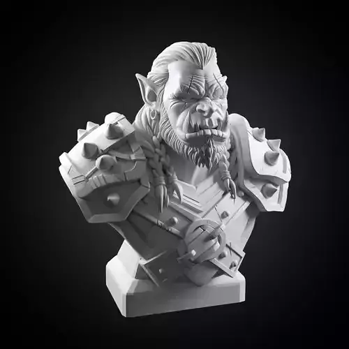 Orc Warrior Warcraft Bust STL 3D print model Orc Warrior Warcraft Bust STL 3D print model