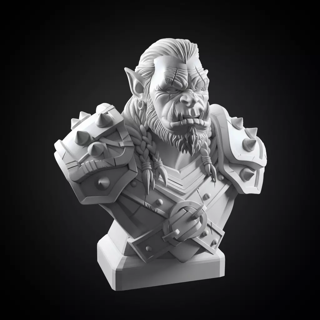 Orc Warrior Warcraft Bust STL 3D print model_0