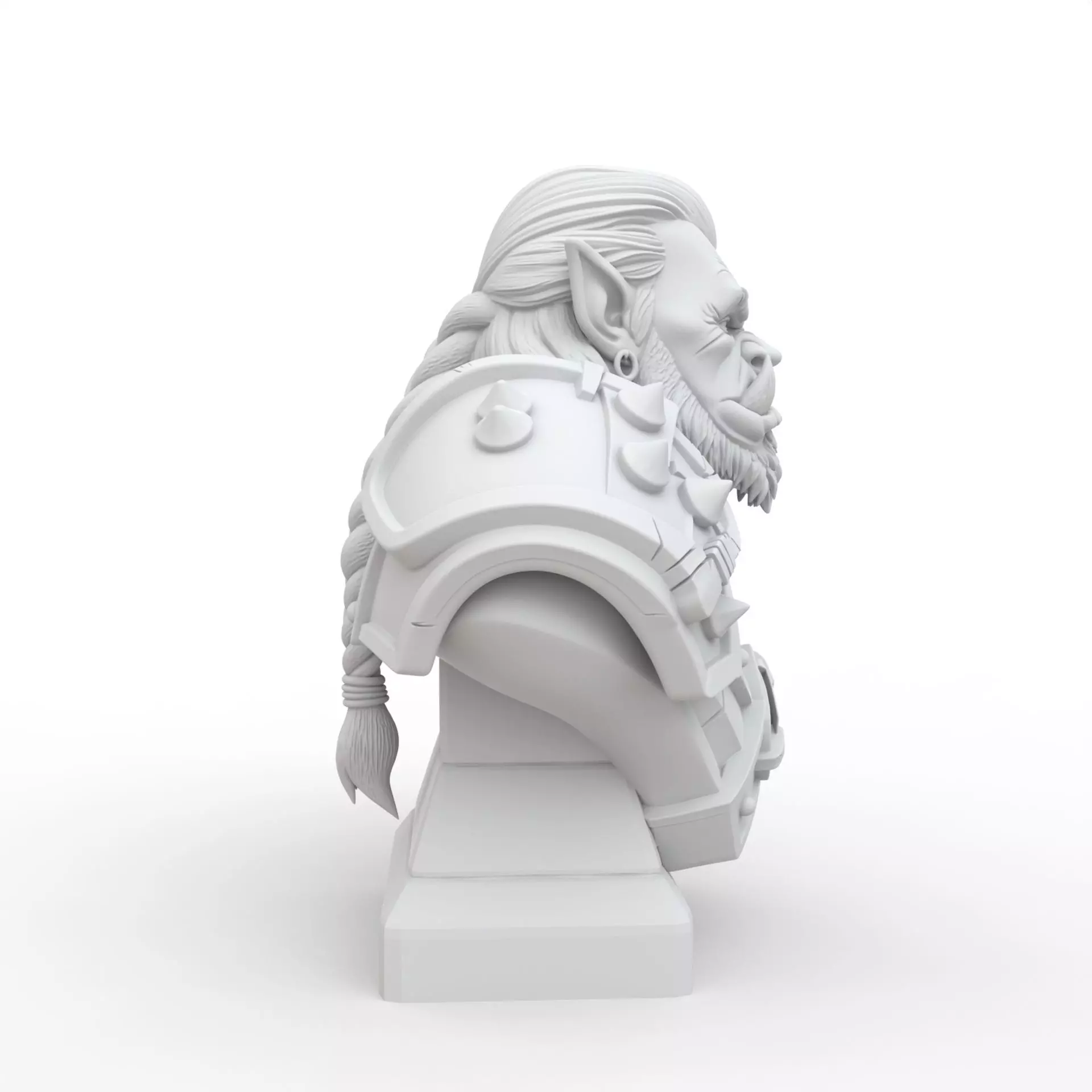 Orc Warrior Warcraft Bust STL 3D print model_5