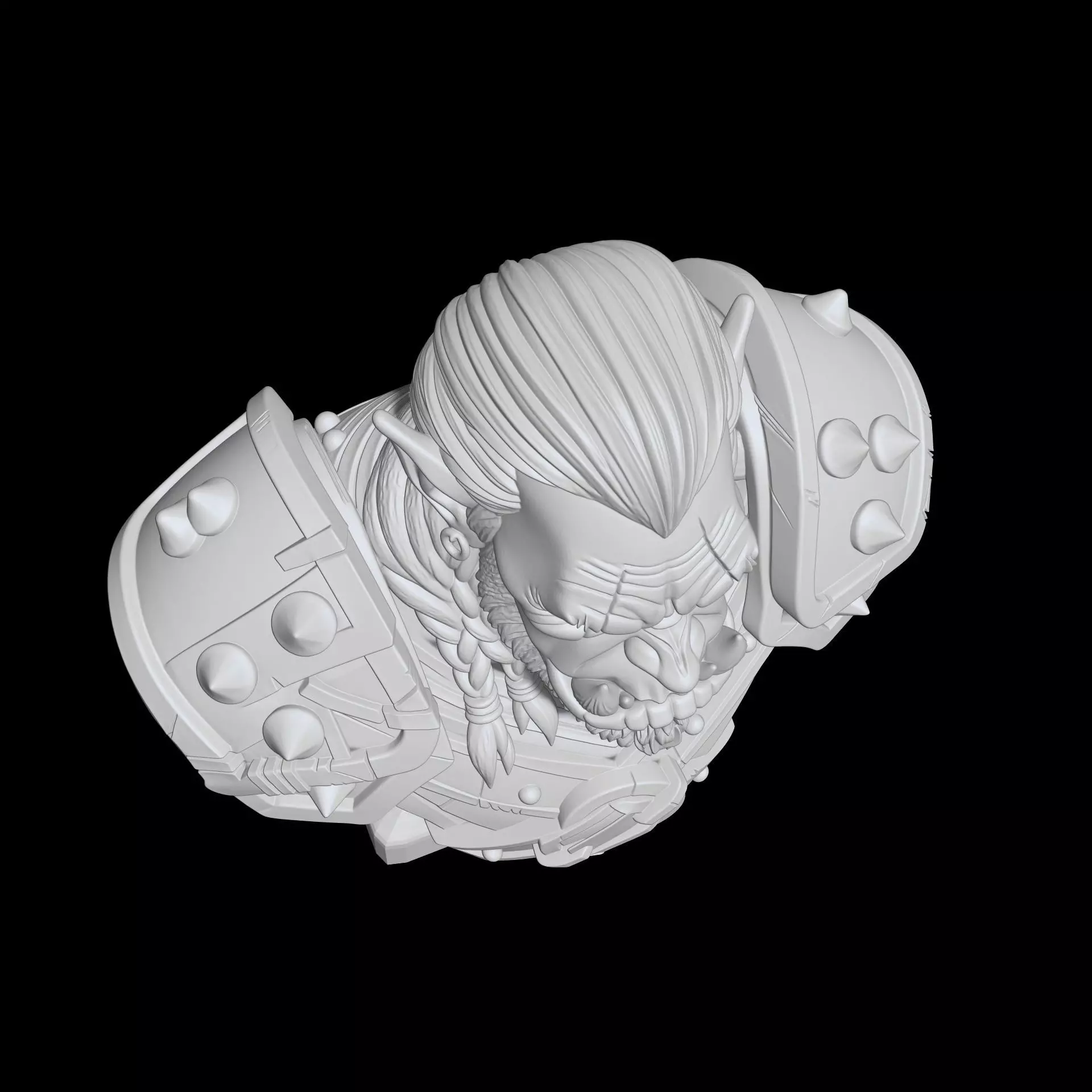 Orc Warrior Warcraft Bust STL 3D print model_6