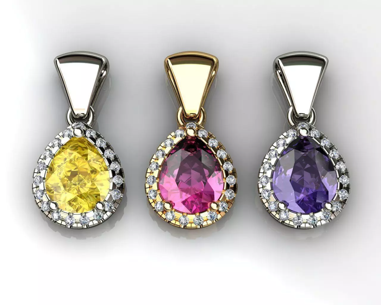 Fancy Pear Cut Diamond Pendant 3D print model_0