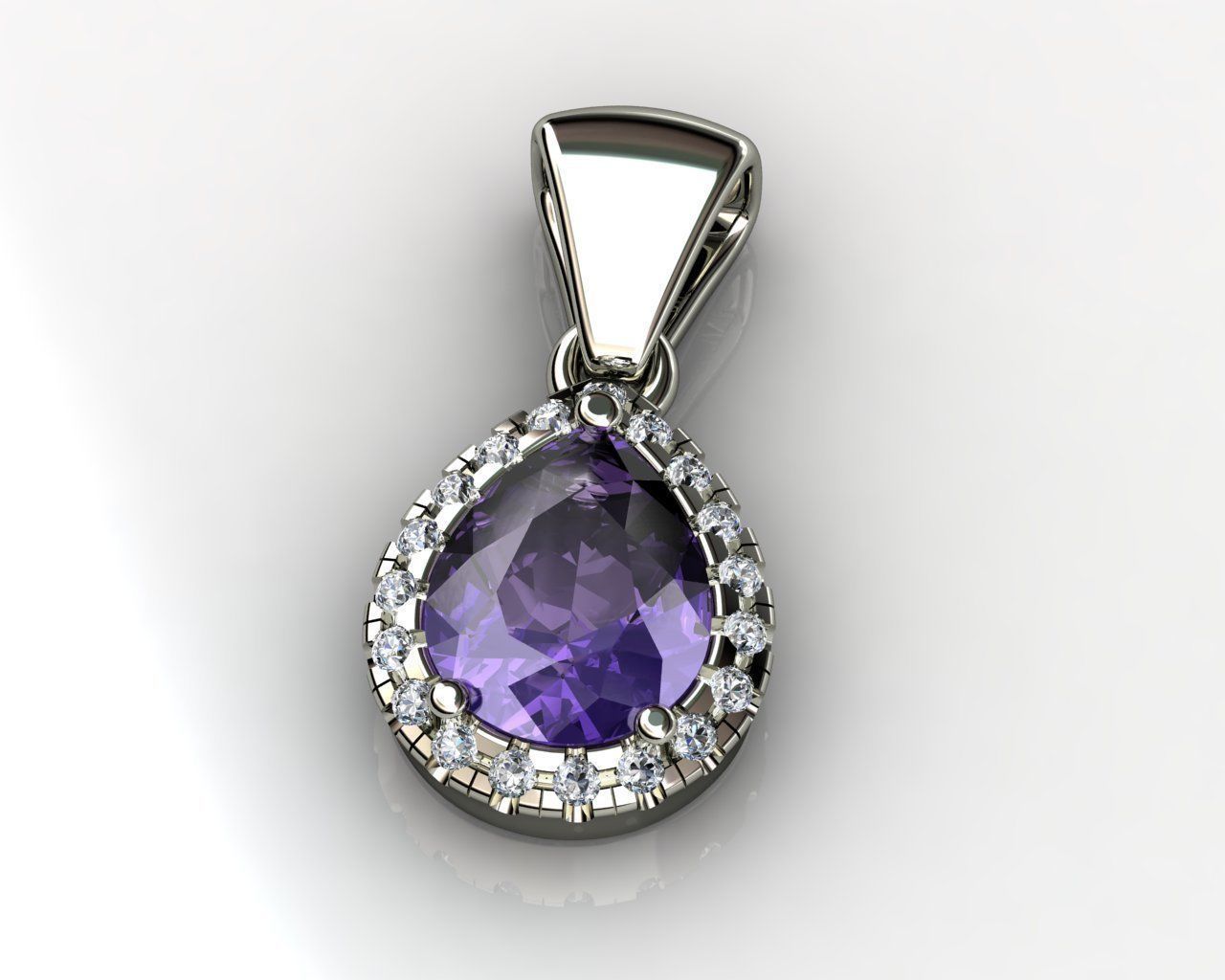 Fancy Pear Cut Diamond Pendant 3D print model_4