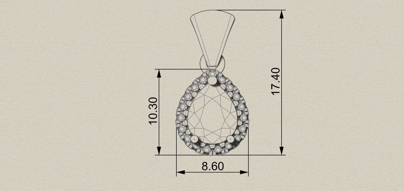 Fancy Pear Cut Diamond Pendant 3D print model_7