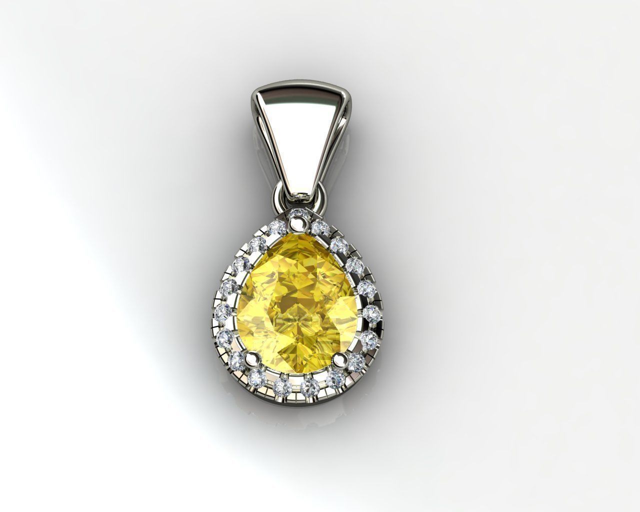 Fancy Pear Cut Diamond Pendant 3D print model_1