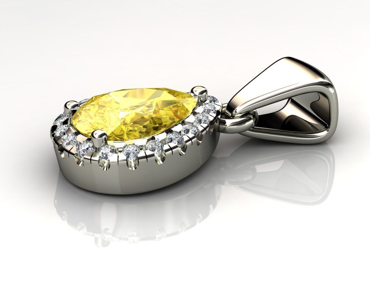 Fancy Pear Cut Diamond Pendant 3D print model_2