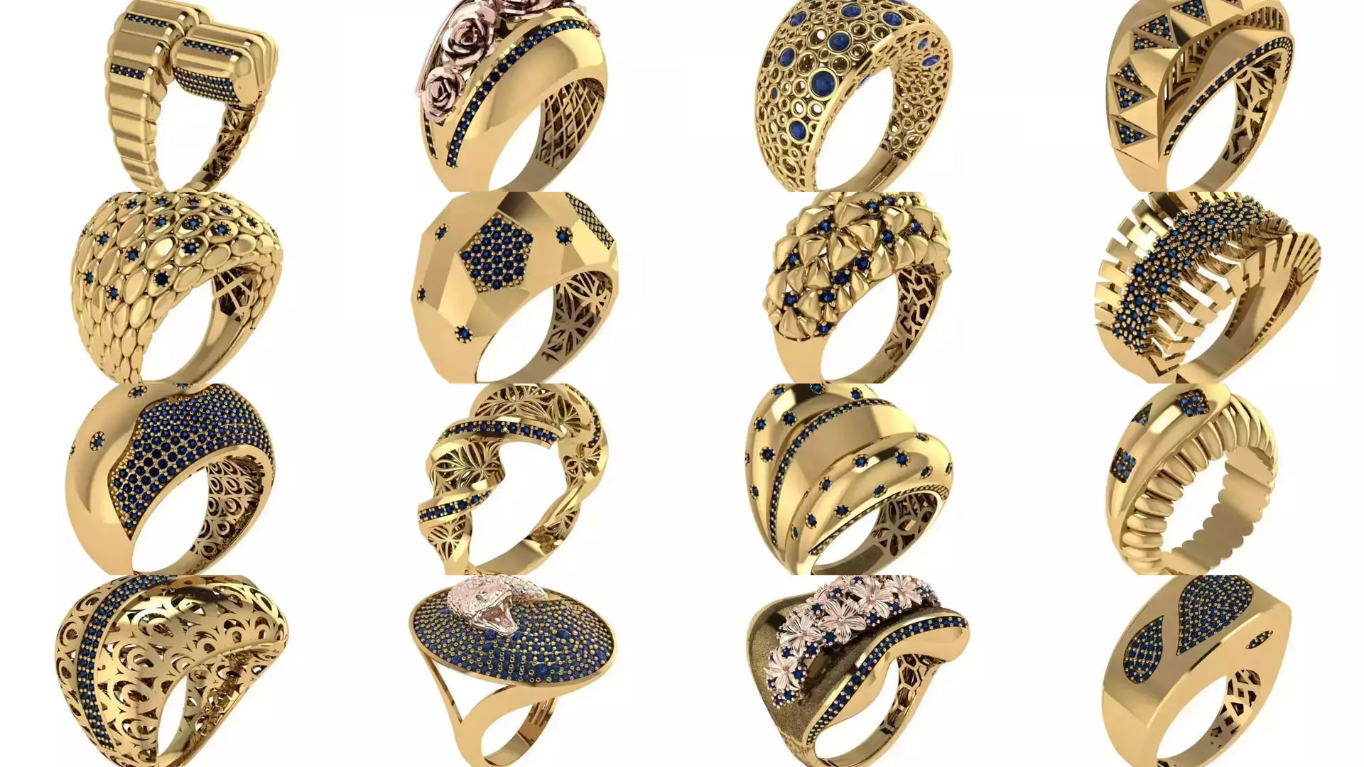 Women Gold Ring  Models  100pcs 3D Model Collection_9