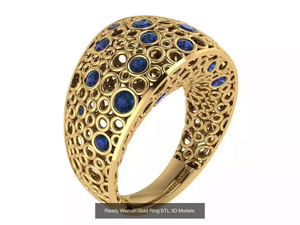Women Gold Ring  Models  100pcs 3D Model Collection_19