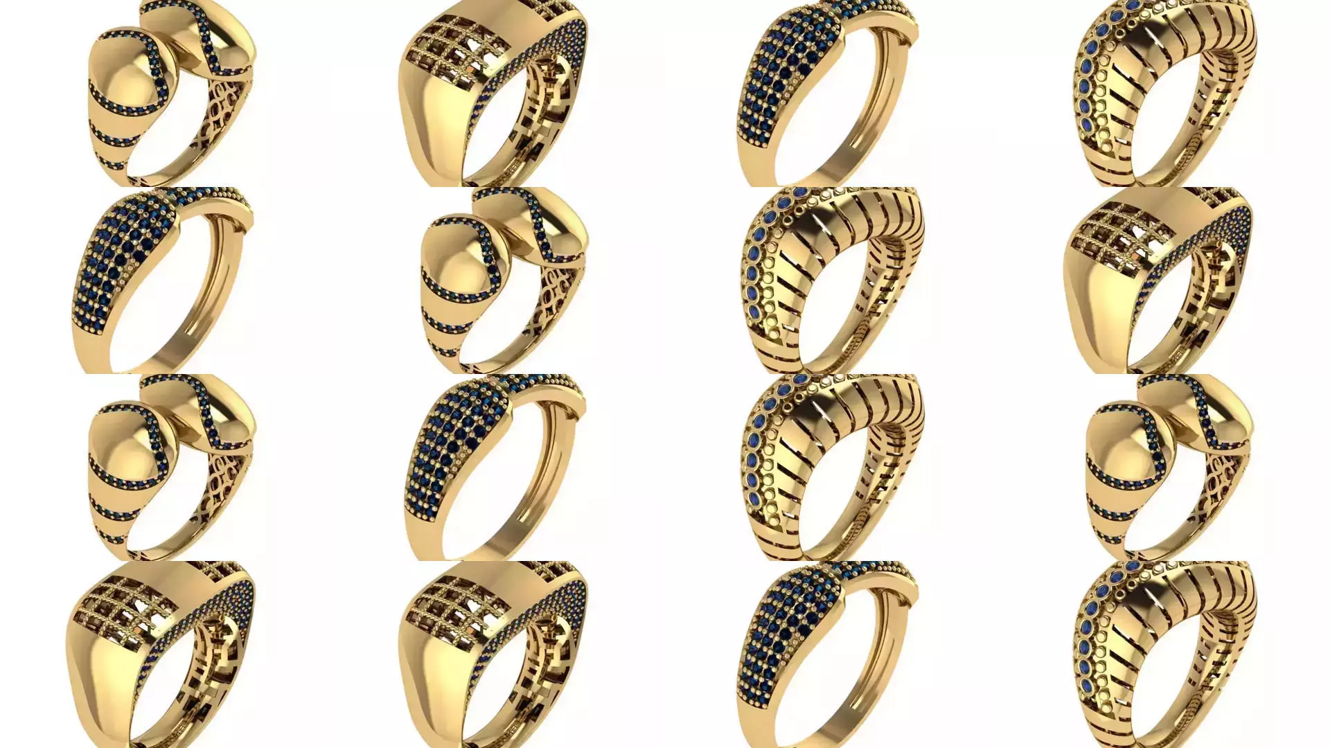 Women Gold Ring  Models  100pcs 3D Model Collection_11
