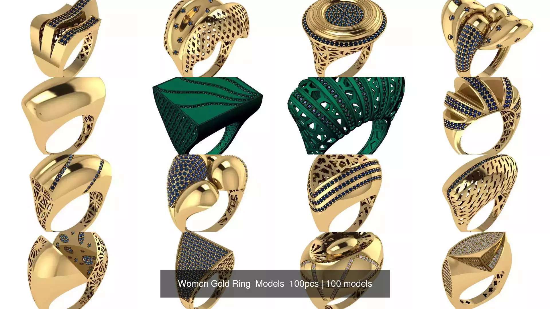 Women Gold Ring  Models  100pcs 3D Model Collection_4