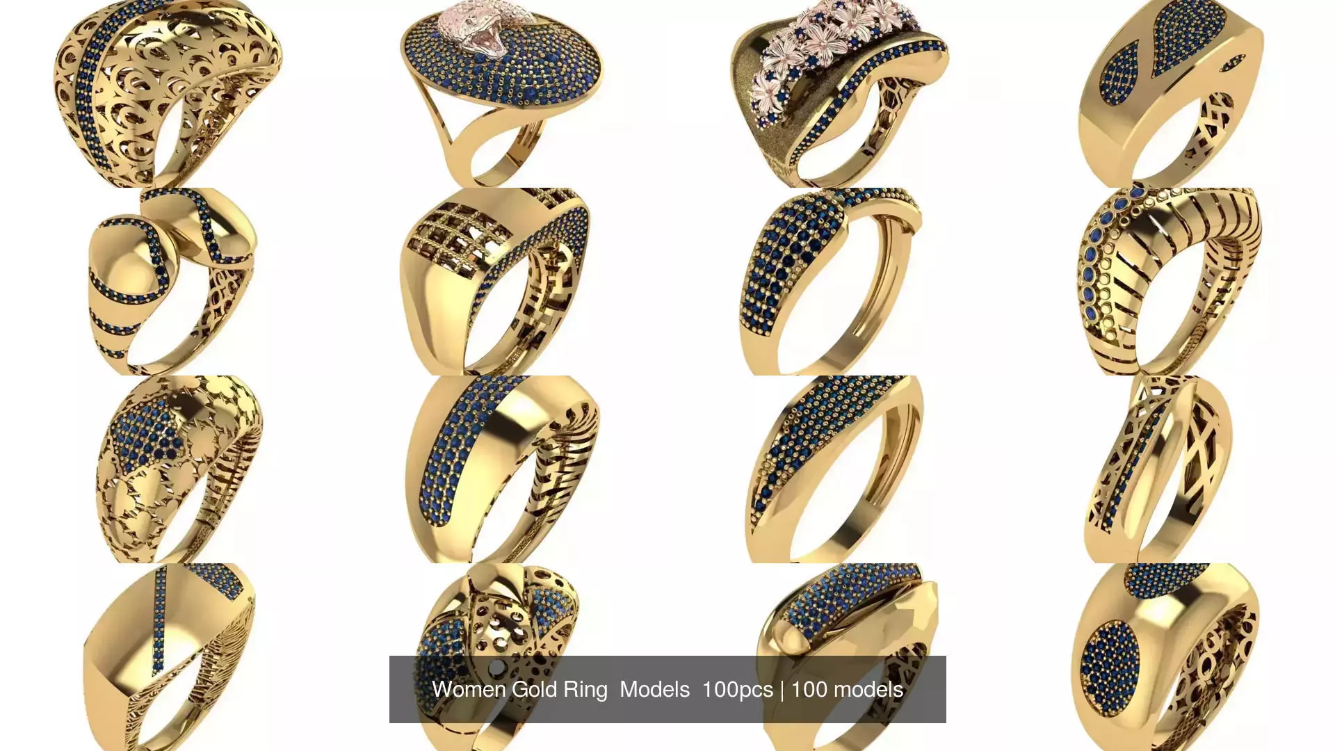 Women Gold Ring  Models  100pcs 3D Model Collection_2