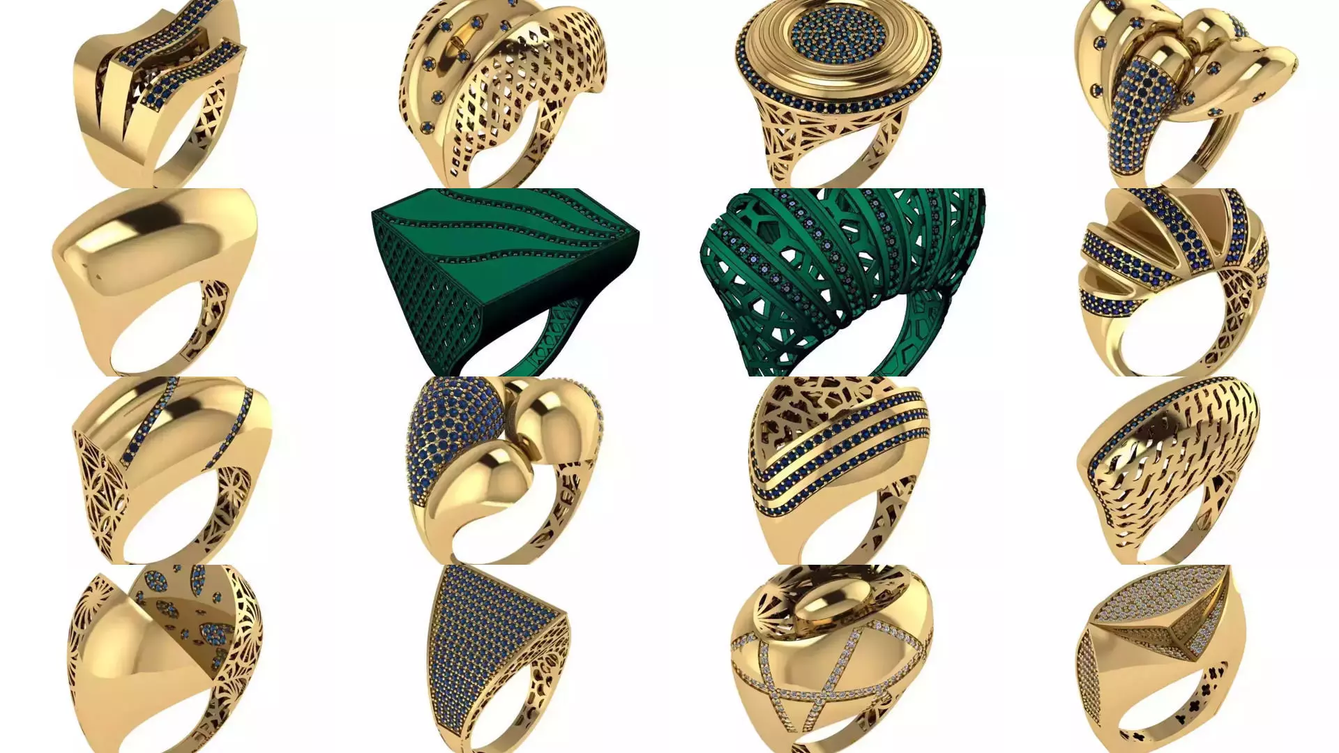 Women Gold Ring  Models  100pcs 3D Model Collection_3