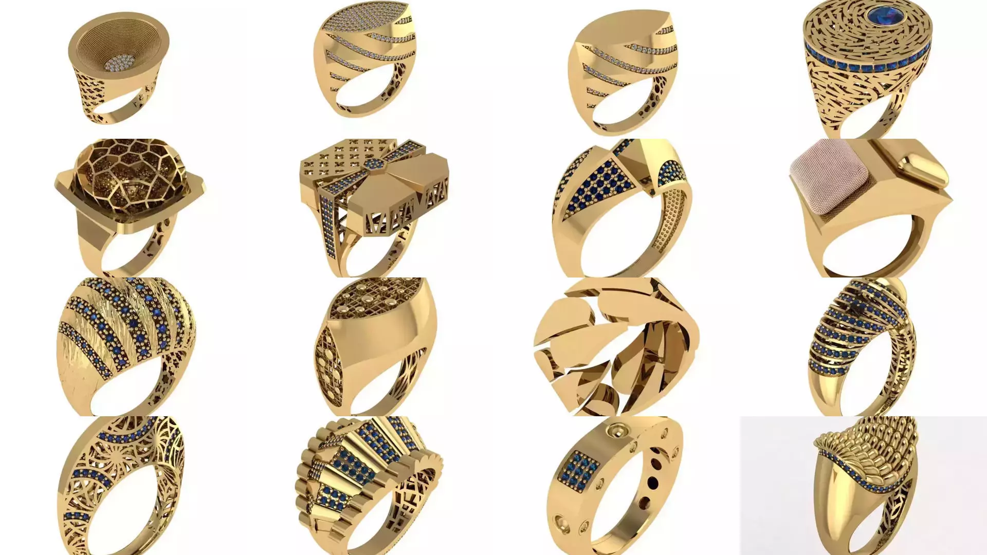 Women Gold Ring  Models  100pcs 3D Model Collection_7