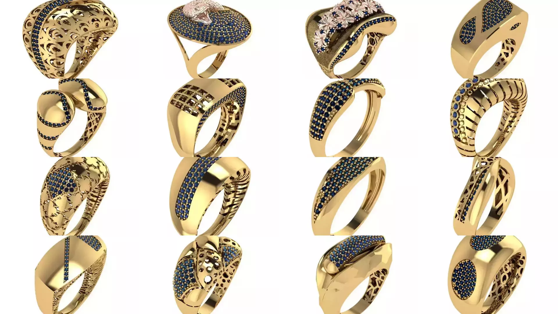 Women Gold Ring  Models  100pcs 3D Model Collection_1