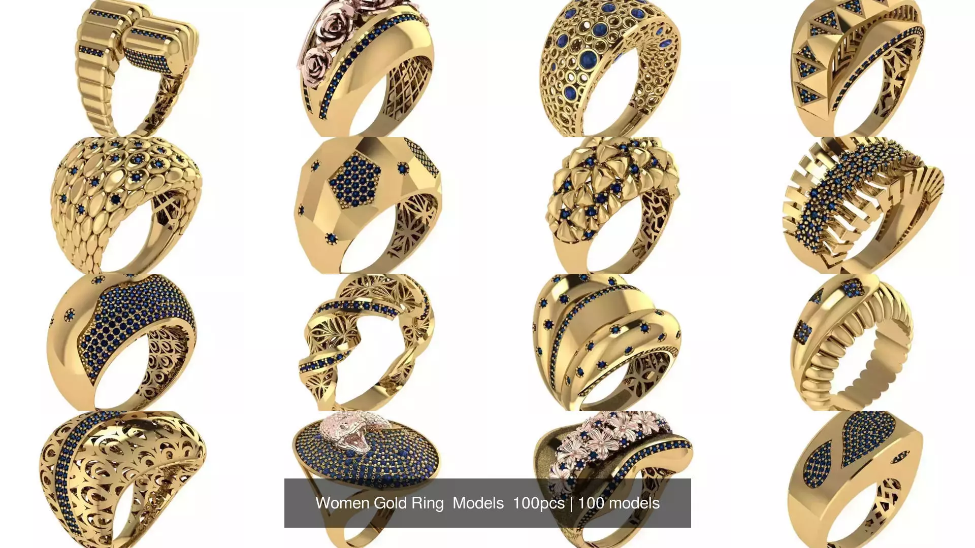 Women Gold Ring  Models  100pcs 3D Model Collection_10