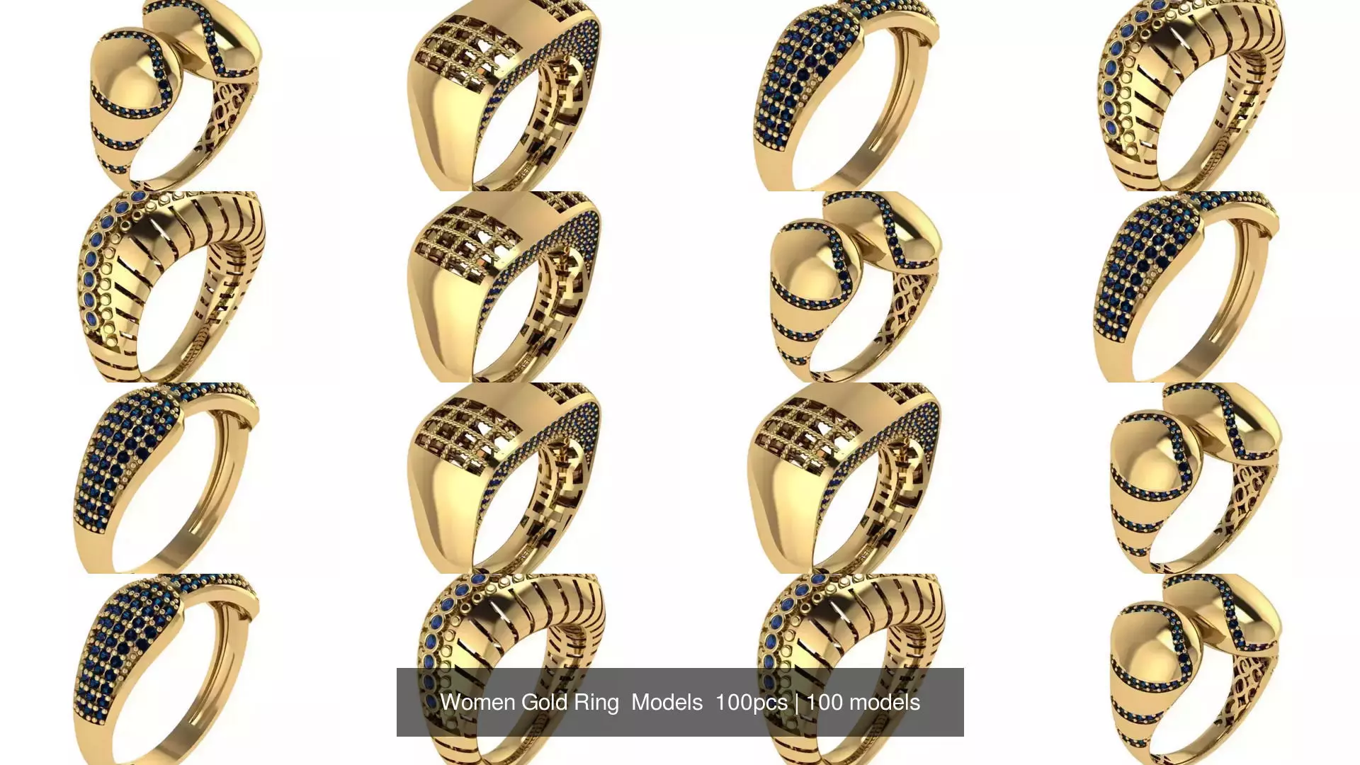 Women Gold Ring  Models  100pcs 3D Model Collection_12