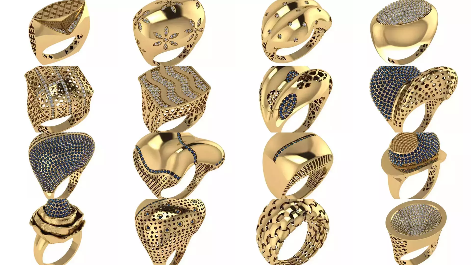 Women Gold Ring  Models  100pcs 3D Model Collection_5