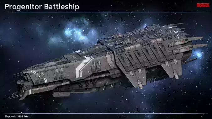 Spaceship Progenitor Battleship Low-poly 3D model