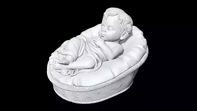 Baby Jesus in Manger 3D Print STL 3D print model