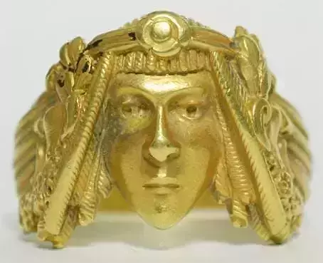 Dual Deity Gold Ring  Egyptian Greek Mythology Fusion 